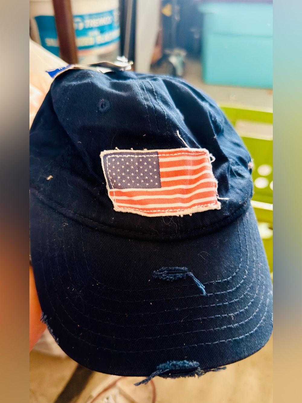 Navy woman Baseball Cap with American Flag Patch